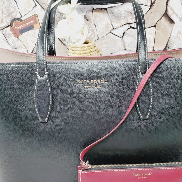 #bagsavenue fast ship all day tote black leather attached wristlet Kate Spade - Picture 3 of 7